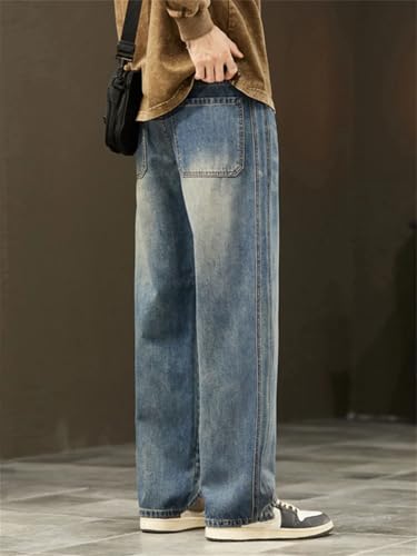 Men Loose Denim Trousers Streetwear Vintage Jeans Casual Straight Wide Denim Pants3