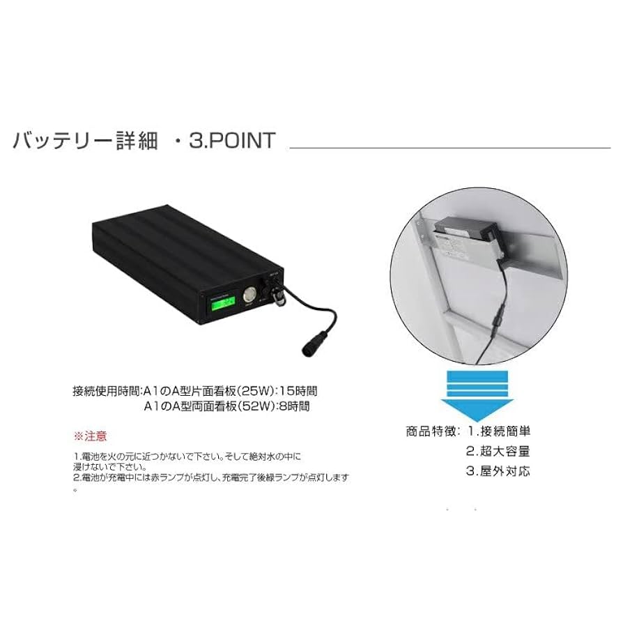 A型パネル看板　充電バッテリー Amazon | [tentsulight] A型パネル看板用バッテリ 充電式 A型