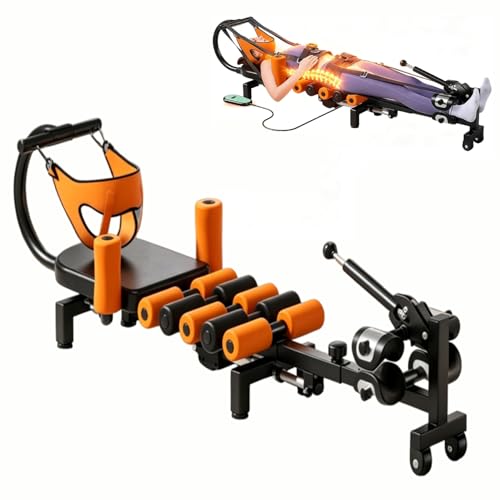 Image of Back Stretcher Machine for Spinal Pain Relief Adjustable Back Lumbar Support Sciatica Pain Relief Device Leg Height Stretcher Lower Back Decompress Stretcher Board Leg Stretching for Home Workout (Black with Orange)