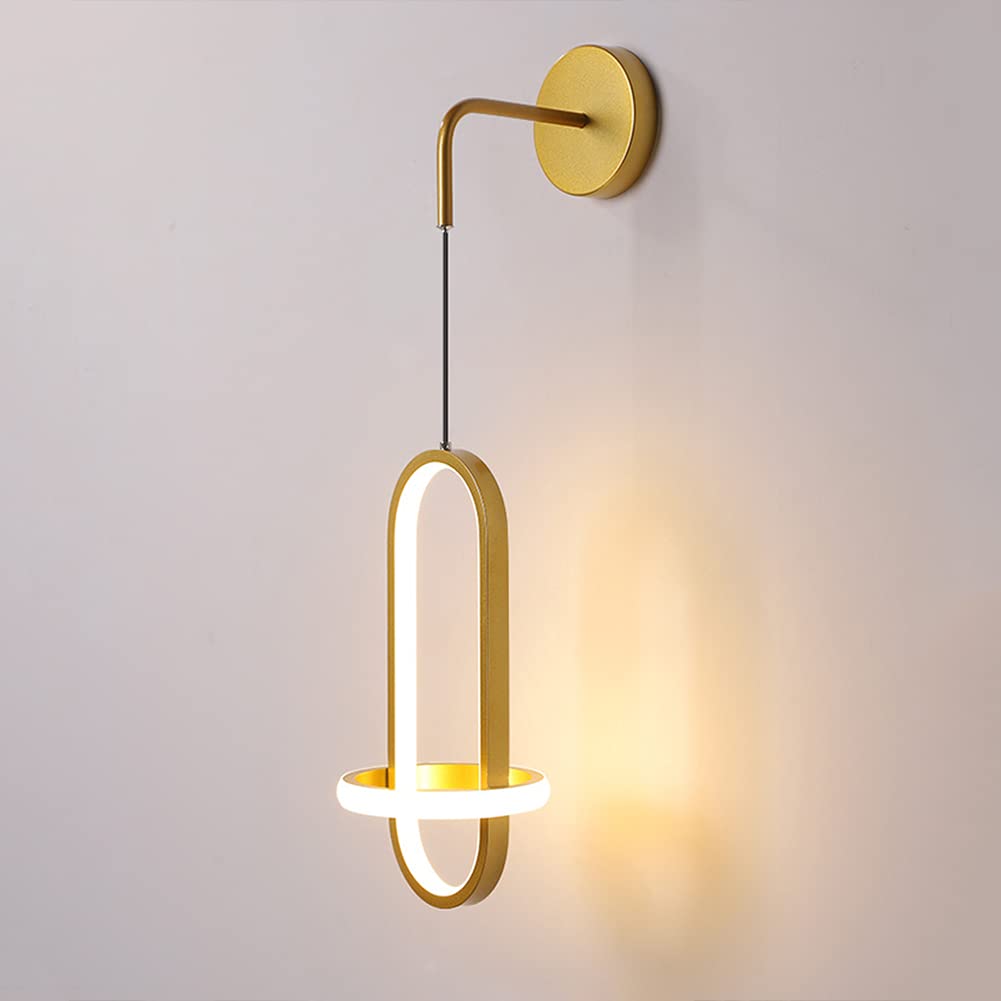 Lampada da Parete for Interni 21W Rotonda Nera in Alluminio 3000K Bianco Caldo Decorativa Moderna, for Soggiorno Camera Letto Corridoio Scale(B)