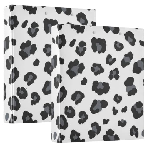 Classeur 3 anneaux léopard noir et blanc avec porte-bloc intégré pour bureau