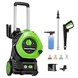 Electric Power Washer 4000PSI Max 2.7 GPM Electric Pressure Washer with 4 Quick Connect Nozzle, 25FT Hose, soap Tank car Wash Machine/Car/Patio Clean Green