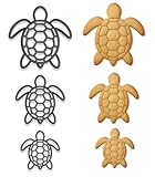Ocean Turtle Cookie Cutter & Stamp Trio – 3 Sizes (4', 3', 2') – Beach-Themed Baking & Fondant Set (Random Color)