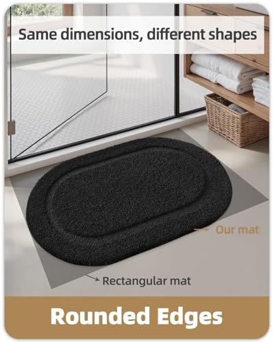 Image of Color&Geometry Small Black Bathroom Rugs, Non Slip Shower Mat with Rubber, Ultra Soft and Absorbent, Washable Bath Mats for Bathroom Floor, Shower, Sink, Vanity, 15 inchx23 inch