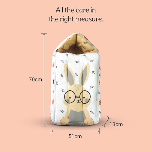 Image of TINYLANE 3 in 1 Baby Sleeping Bag & Carry Nest for Newborn, Portable Bamboo Cotton for 0-6 Months Infants, Holding Set, Soft & Lightweight (Honey Bunny)