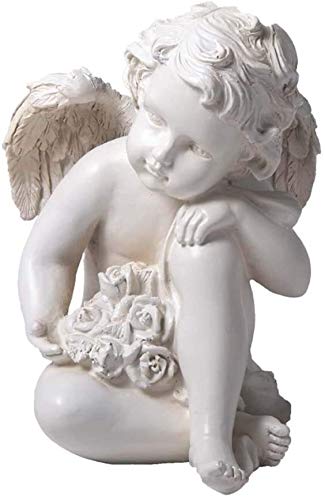 Sculpture de jardin ange en résine pour décoration extérieure et ornements de terrasse