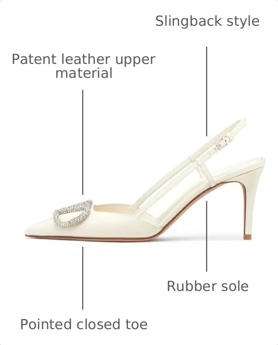 Image of BlingQueen Women Heeled Slingback Sandals Closed Pointed Toe Stiletto High Heels Patent Leather Pumps Slip-On Backless Evening Prom Party Dress Shoes