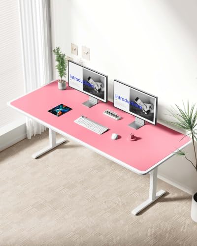Image of YSAGi Leather Desk Protector, Office Mat, Large Mouse Mat, Non-Slip PU Leather Blotter, Laptop Desk Mat, Waterproof Writing Pad for Office and Home(Pink, 63 inch x 24 inch)