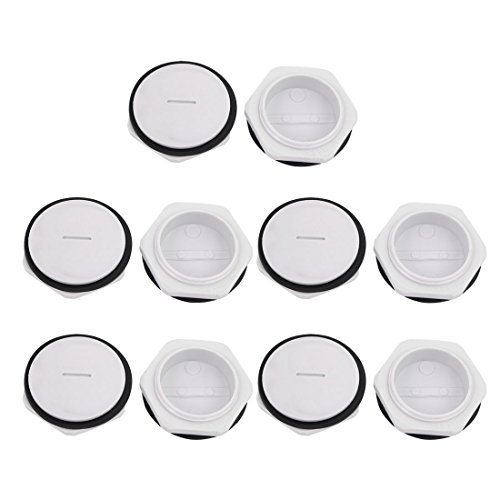 Aexit 10 Pcs Transmission M50x1.5mm Nylon Male Threaded Cable Gland Screw End Cap Cover creamy-white