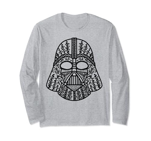 Star Wars Vader Helmet Vine Plant Emblem Long Sleeve T-Shirt, Grey