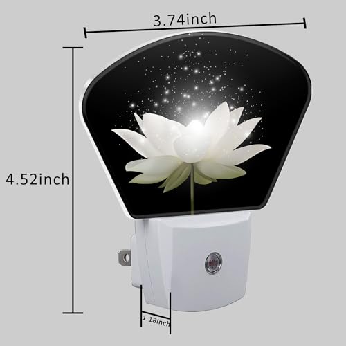Image of Magic White Lotus Flower Night Light for Kids Girls Boys, Lotus Flower LED Night Light Plug into Wall with Dusk to Dawn Sensor for Room, Hallway, Kitchen, Bathroom, Stairs Decor