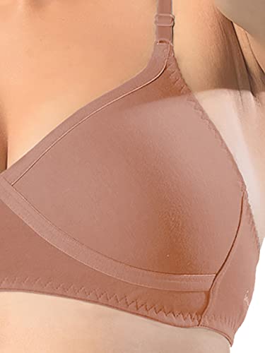 Image of SONARI Violet Womens Non Padded Regular Cotton Bra | Wire-Free, Medium Coverage, Sewn-in Bump for Natural Lift, Polycotton Blend Fabric, Hook & Eye Closure, Adjustable Straps