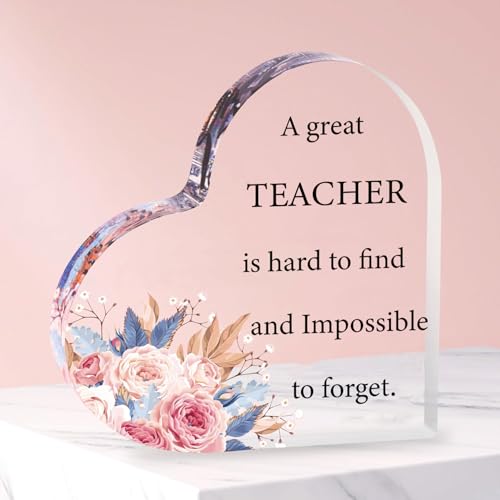 HZJ-AIGO Teacher Gifts Heart-Shaped Acrylic Plaque Thank You Teac...