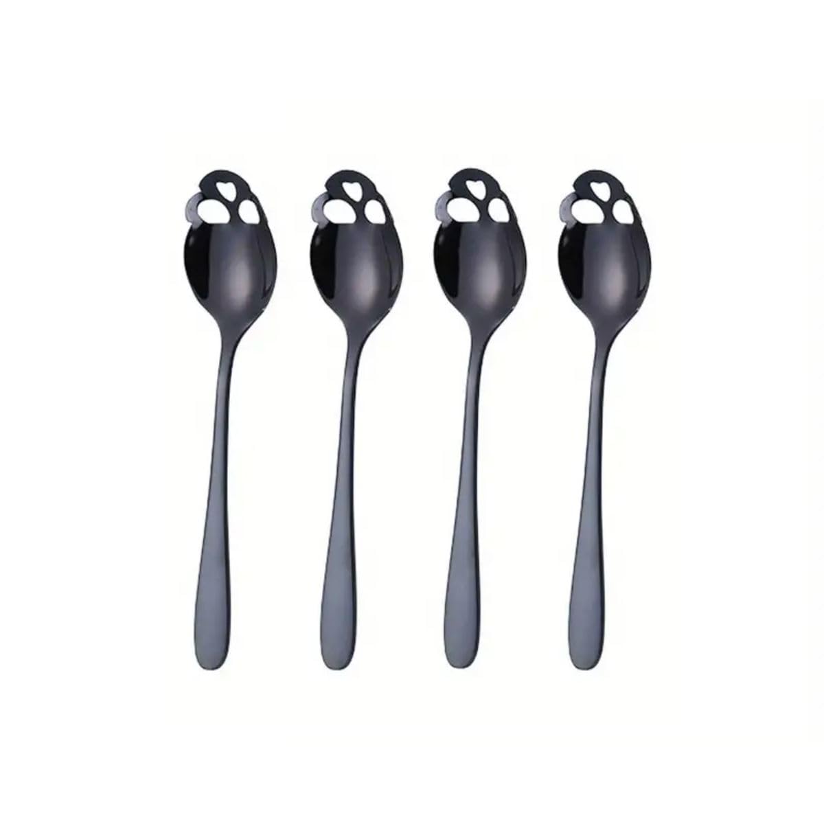 Ro Rox Skull Tea Spoon Gothic Homeware Kitchenware Halloween Party Cutlery, Black, 4pc
