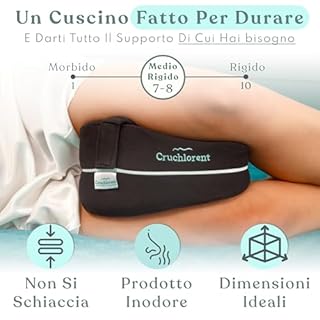 Cruchlorent Black Heart - Cuscino Per Gambe e Ginocchia Per Dormire Sul Fianco - 100% Puro Cotone - Ortopedico - Supporto Fino a 95 Kg - Combatte i Dolori Lombari, alle Anche e Ginocchia.