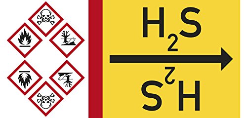 LEMAX® Rohrleitungsband H2S, DIN 2403, ab Ø 15mm, gelb/schwarz, 33m/Rolle