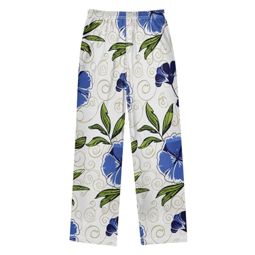 J JOYSAY Floral Swirl Foliage White Pajamas Pants Soft Long Pajama Bottoms Lounge Sleep Pants Size S-XL2