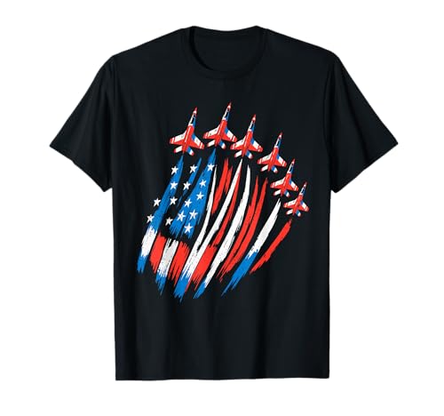 Fighter Jets - Bandera estadounidense divertida del 4 de julio Camiseta