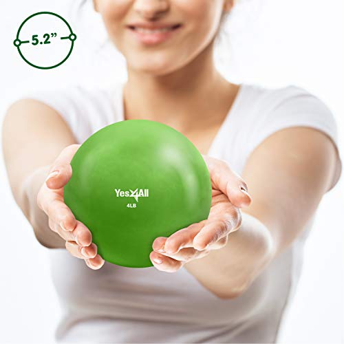 Yes4All J1RU Soft Weighted Medicine Toning Ball Green 1.8 kg Single for Pilates, Yoga and Fitness - Image 2