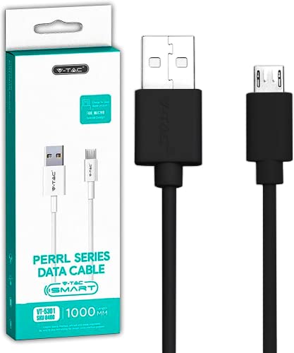 CAVO da USB-A a MICRO USB: Cavo V-TAC con connettori USB-A + Micro USB per caricare, connettere, trasferire dati in computer, smartphone, tablet, cuffie, auricolari e dispositivi elettronici.