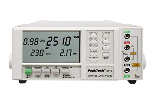 Amperímetro y analizador de potencia PeakTech de 1 fase con pantalla hasta 10000 kWh