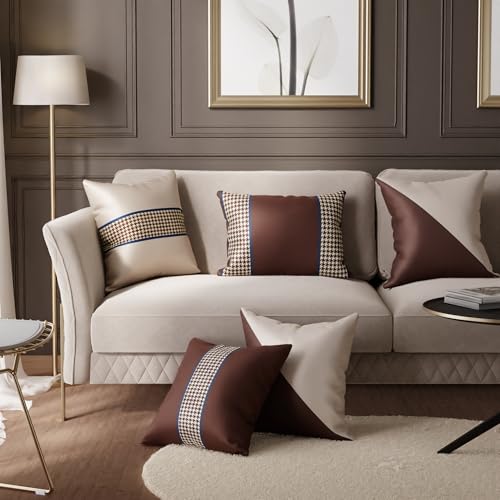 Image of Stoa Paris Cushion Covers for Home, Digital Printed Pillow Covers Set of 5, Throw Cushion Covers for Bed, Sofa, Home Decor - Hot Chocolate, Charming Ivory