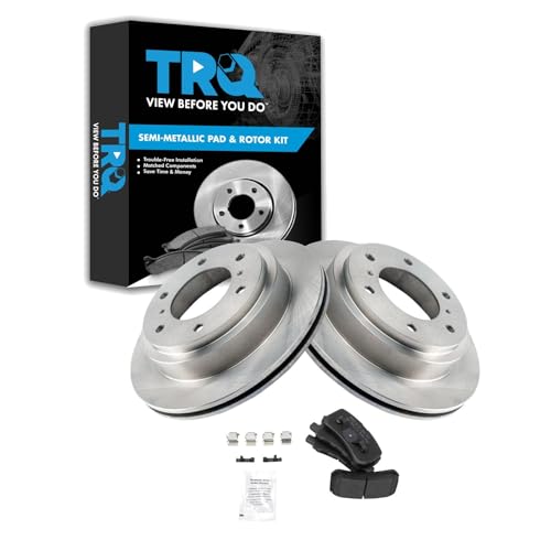 Image of TRQ Rear Brake Pad and Rotor Set Semi Metallic Rotors