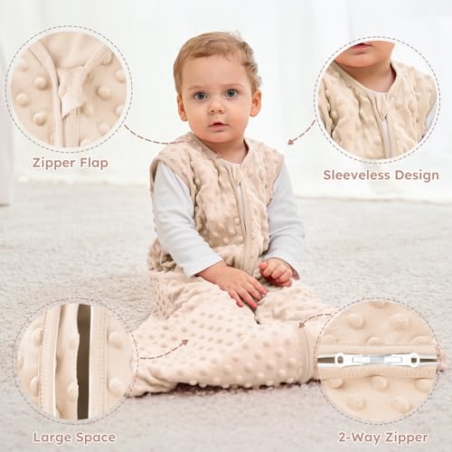 Image of Yoofoss Baby Sleep Sack 12-18 Months TOG 1.5 Fleece with Plush Dots 2 Pack