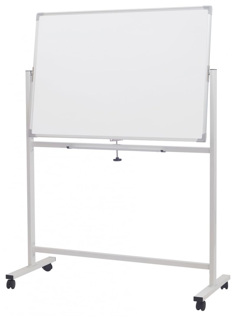 Office Products Pizarra blanca magnética, 110 x 75 cm, lacada, color blanco, con bandeja para lápices y listones de aluminio, escuela, hogar, oficina, pizarra para planificación, doble cara, 1 unidad