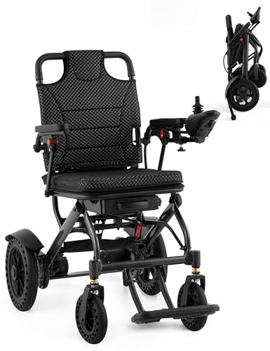 QWPDWA Upgrade Electric Wheelchairs Folding Lightweight Adults, 500W Motor, 10 Ah Detachable Battery, Shock Absorption & Aluminium Frame, 3-Second Fold, 120kg Maximum Load Capacity