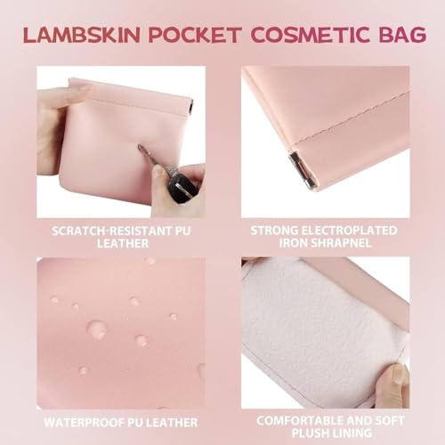 Image of Mini PU Leather Storage Pouch Pocket Organizer for Earbuds Charging Cable Keys Lipstick Coins Soft Portable Travel Carry Bag Slim Waterproof Accessory Holder for Purse Backpack Car Office (1)