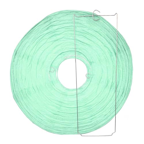 Image of Mudra Crafts 12 Inch Round Chinese Mint Paper Lanterns Hanging Decor | 10 PCs, Reusable, Indoor Outdoor Decorative Lamp Shade, for Ceiling, Wedding, Shower, Party, Festival, Home Decoration