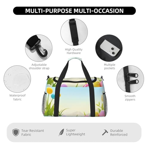 April Easter Travel Duffel Bag Lightweight Waterproof Carry On Tote Bag Foldable Weekender Overnight Bags Sport Gym Bag For Women Men 5