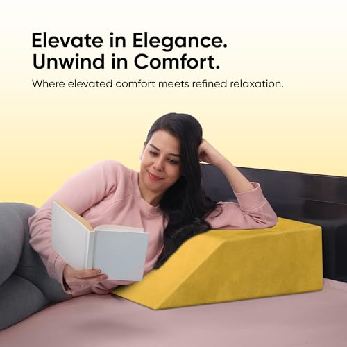 Image of Frido Leg Elevation Wedge Pillow for Edema, Varicose Veins, Fracture | High Resilience Foam Cushion for Leg, Knee & Thigh Support | Back Pain & Swelling Relief | Lightweight (Mustard Yellow)