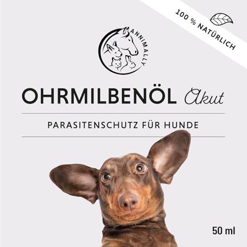 Ohrmilben Hund Akut hochwirksames Sofortmittel - Ohrmilbenöl gegen Juckreiz bei Ohrmilben und Grasmilben Hund - Ohrentropfen für Hunde mit Aloe Vera und Eukalyptusöl - Ohrentropfen Hund Entzündung