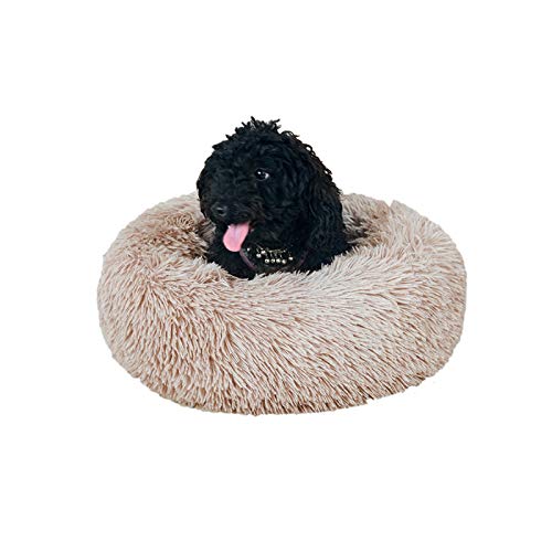 Panier pour Chien Lit Apaisant Chien Coussin Moelleux Chien Anti Stress Chien Grand Et Très Grand Corbeille Grand Chien,S/M/XL/XXXL, Rose/Gris Foncé/Gris Clair/Brun Clair/Rouge(Brun Clair,Xs-40Cm) Cover