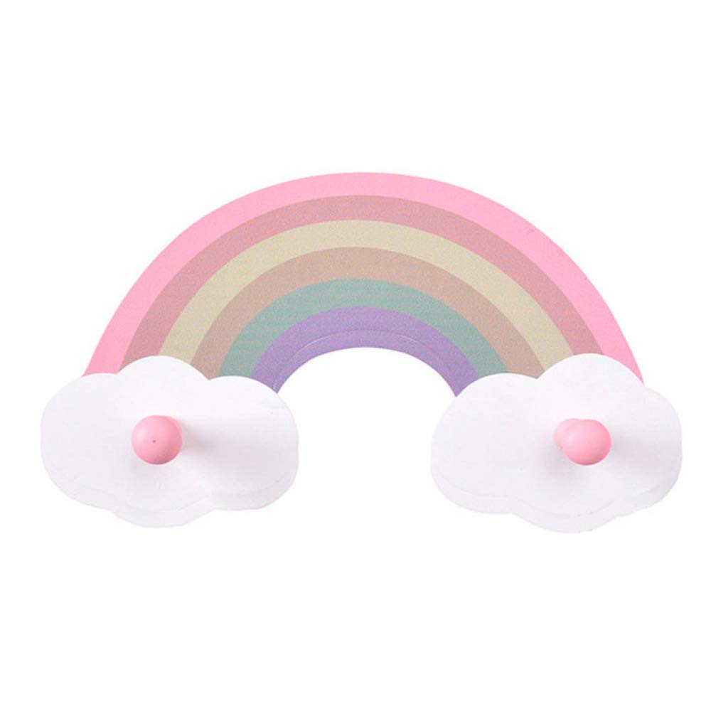 Tylyund Decorative hook Cute Rainbow Kids Room Hook Wall Mounted Key Holder Wood Wall Hanger Girls Bedroom Decoration Hooks Clothes Sundries Organizer