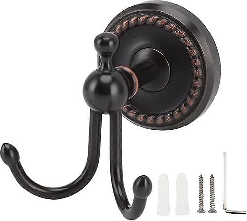 JOYHAPPST Double Prong Robe Hooks,Rustproof Rustic Hooks Double Prong Wall Hook with 8 Screws,Wall Mounted Hooks for Bathroom Cloth Hanger