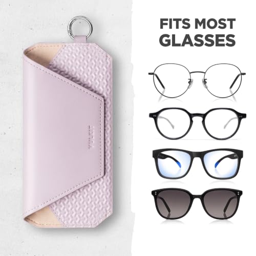 Image of VULKIT Portable Leather Eye Glasses Case for Women & Men, Slim Sunglass Case, Unisex Eyeglass Case