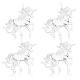 com-four® 4X Christbaumschmuck Deko Einhorn - Weihnachtseinhorn für Christbaumschmuck - Kunststoff Einhorn in Glas-Optik zum Aufhängen (weiß - Einhorn)
