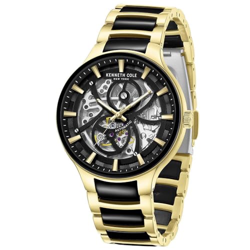 Image of KENNETH COLE Black Dial Automatic Stainless Steel Strap Watch for Men