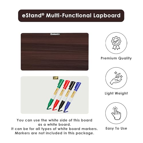 Image of Engineered Wood Lap Board | Multipurpose Laptop Desk for Bed & Sofa | Writing, Reading, Drawing & Study Table | Portable, Lightweight, Made in India| (Walnut, LB 14 inchX23 inch Walnut)