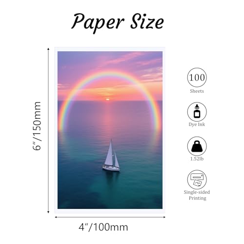 Ditwis 100 Blatt Fotopapier 10x15,200g/m² Glänzend Druckerpapier für Drucker, Dickes Papier zum Drucken für 15x10 cm Fotos, Bildern, Flyern