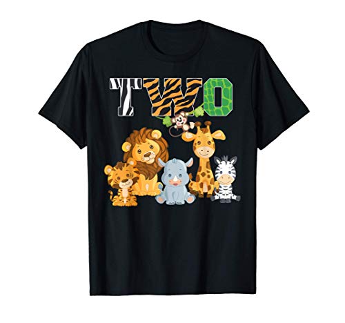Safari Theme 2nd Birthday Party Zoo Jungle Animal Kids T-Shirt