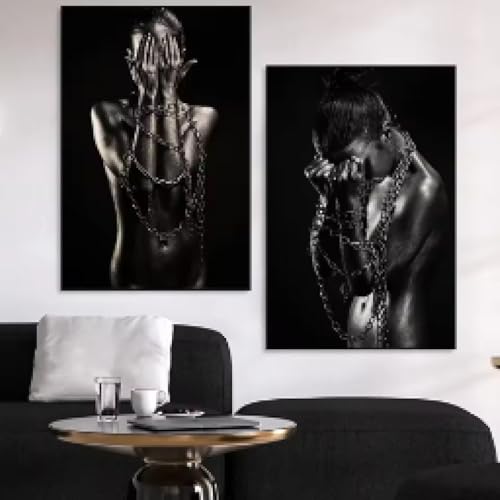 Peinture murale toile femmes africaines noir et or salon 80x110 cm sans cadre