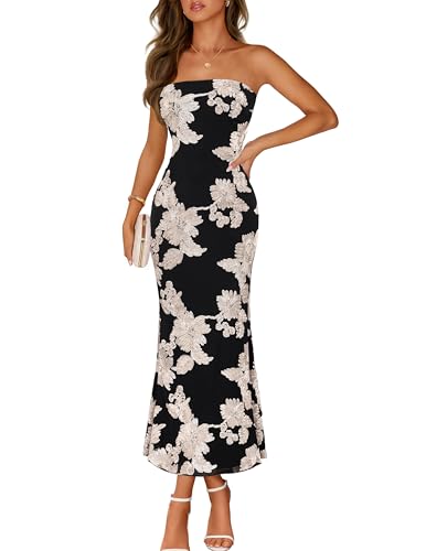 Image of MEROKEETY Women's Summer Floral Wedding Guest Cocktail Maxi Dress