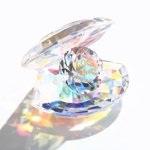 Crystal Shell 60th Anniversary Diamond Wedding Gifts for Couples Grandparents Her Presents 60 Years of Marriage Romantic Keepsake Ornaments for Home Decor