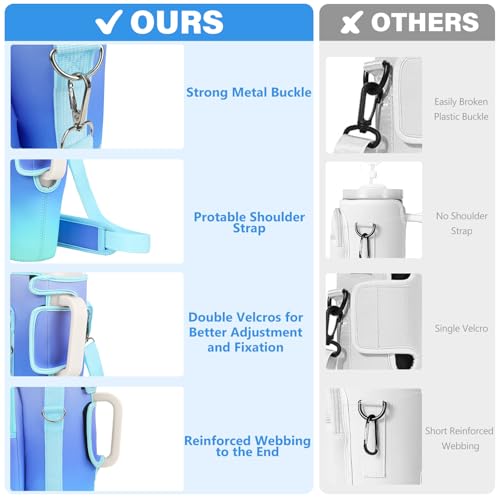 Image of LEFOR.Z Water Bottle Carrier Bag with Phone Pocket Compatible with Stanley /Meoky 40 oz Tumbler with Handle,Water Bottle Holder Pouch with Adjustable Strap Compatible with Stanley Cup Accessories