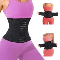 LANZLC Bauchweggürtel, Waist Trainer Damen, Bauchweg Korsett, Abnehmen Waisttrainer Taillenformer, Fitnesstraining Gürtel Verstellbarer, Taillenmieder Bauchgürtel für Gewichtsverlus, Schwarz (L)