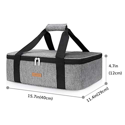 Luncia Insulated Casserole Carrier For Hot Or Cold Food, Lasagna Lugger Tote For Potluck Parties/Picnic/Cookouts, Fits 9"X13" Baking Dish, Grey #TOP1